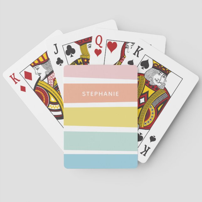 Personalized Simple Cute Modern Pastel Shapes Playing Cards (Back)