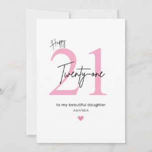 Personalized Simple Daughter 21st Birthday Card