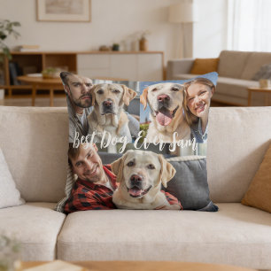 Personalized simple dog Photo collage keepsake Throw Pillow