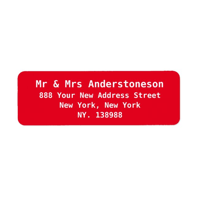 Personalized Simple Elegant Red Return Address (Front)