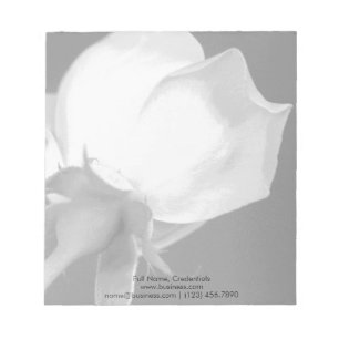 Personalized, Simple Elegant Rose, Black and White Notepad