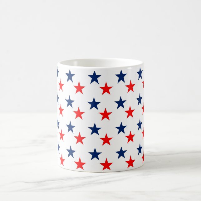 Personalized Simple Elegant Stars Red & Blue Coffee Mug (Center)
