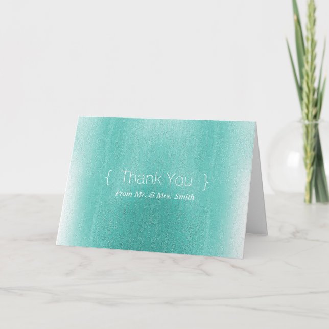 Personalized simple Elegant Thank You Green Blur (Front)
