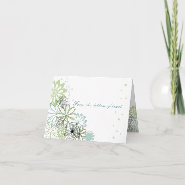 Personalized  Simple Flowers Thank You Card (Front)