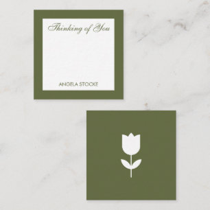 Personalized Simple Green Flower Enclosure Card