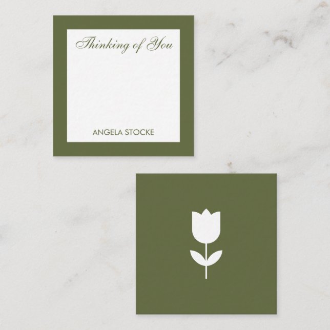 Personalized Simple Green Flower Enclosure Card (Front/Back)