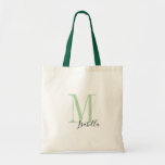 Personalized simple green name and monogram tote bag<br><div class="desc">Elegant Modern Personalized monogram and name tote bags in green and black color,  simple and stylish. great personalized bridal party gifts at wedding party,  bridal shower or bachelorette party.  Customize the monogram or name with your choice of color and font.</div>