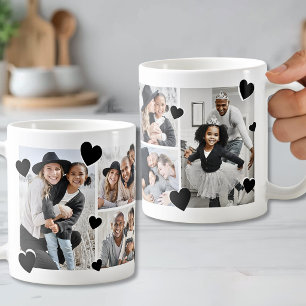 Personalized Simple Heart Family Photo Collage Coffee Mug