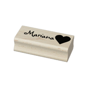 Personalized Simple Heart Symbol Custom Name Text  Rubber Stamp