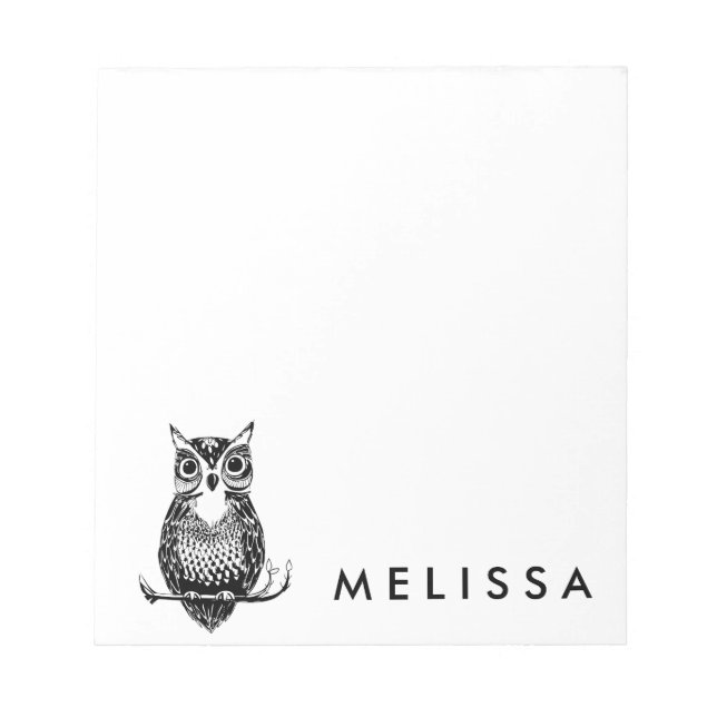 Personalized Simple Illustrated Owl Notepad (Front)