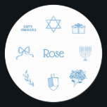 Personalized Simple Light Blue Hanukkah Gift Tag<br><div class="desc">Label your Hanukkah gifts with these darling stickers to keep organized this holiday season!</div>