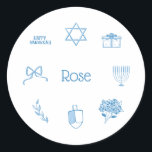 Personalized Simple Light Blue Hanukkah Gift Tag<br><div class="desc">Label your Hanukkah gifts with these darling stickers to keep organized this holiday season!</div>