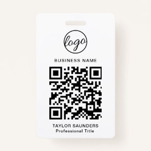 Personalized Simple Logo Employee ID QR Code Badge