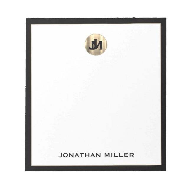 Personalized Simple Luxury Monogram Notepad (Front)