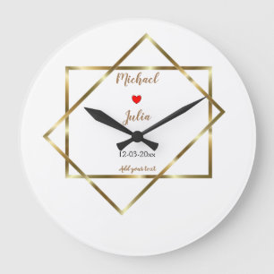 personalized simple minimal add your name golden c large clock