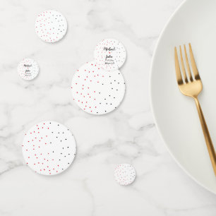 personalized simple minimal add your name red blac confetti