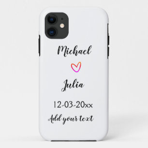 personalized simple minimal add your name red hear iPhone 11 case