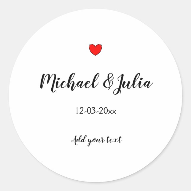 personalized simple minimal add your name year hea classic round sticker (Front)
