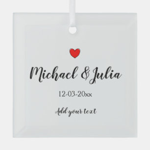 personalized simple minimal add your name year hea glass ornament