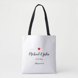 personalized simple minimal add your name year hea tote bag
