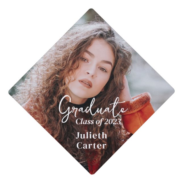 Personalized Simple Minimalist  Graduation Cap Topper (Front)