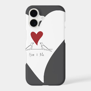 Personalized Simple Modern Birds in Love Red Heart