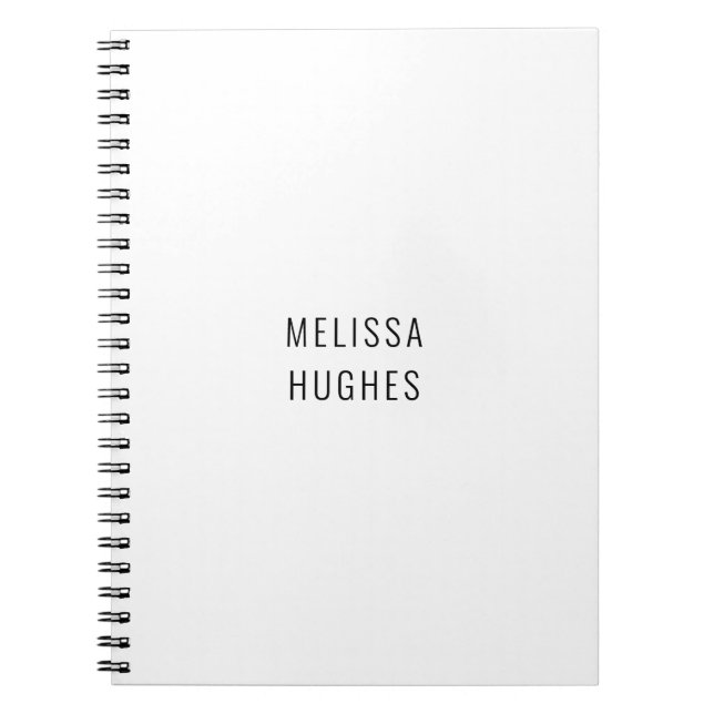 Personalized Simple Modern Black and White Notebook (Front)