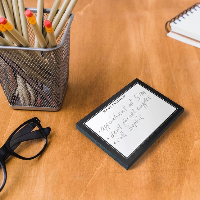 Personalized Simple Modern Black White Frame Post-it Notes (Creator Uploaded)