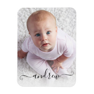 Personalized Simple Modern Calligraphy Photo Magnet