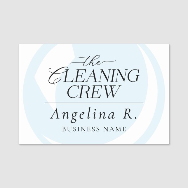 Personalized Simple Modern Cleaning Crew Name Tag (Front)