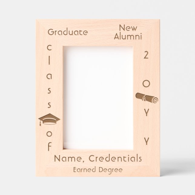 Personalized Simple Modern Graduation Cap, Diploma Etched Frames (Front)