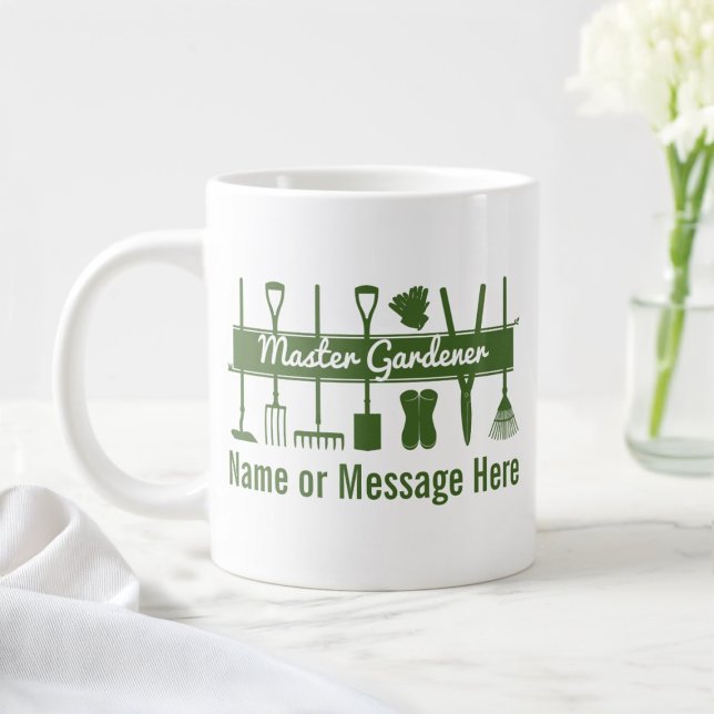 Personalized Simple Modern Master Gardener Large Coffee Mug (Creator Uploaded)