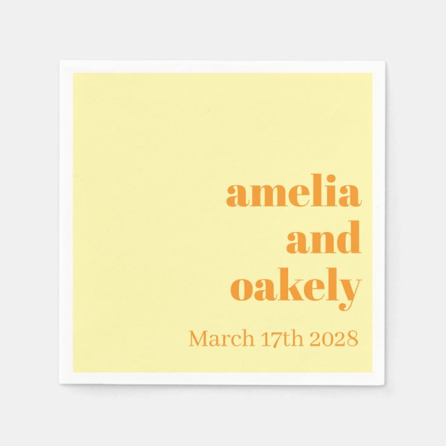 Personalized Simple Modern Minimal Mono Wedding  Napkin (Front)