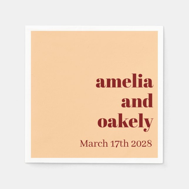 Personalized Simple Modern Minimal Mono Wedding  Napkin (Front)