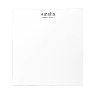 Personalized Simple Modern Minimalist Black Clean Notepad
