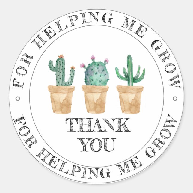 Personalized Simple, Modern, Minimalist Thank You Classic Round Sticker (Front)