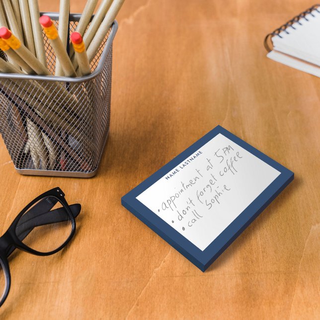 Personalized Simple Modern Navy Blue Frame Post-it Notes (Creator Uploaded)
