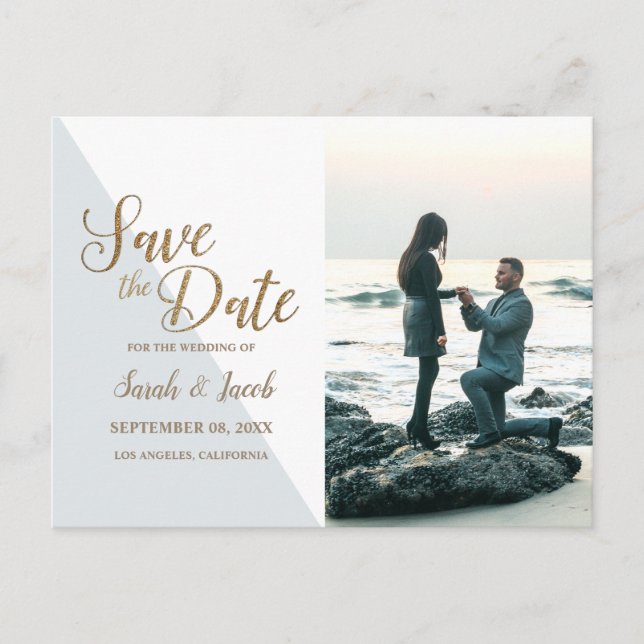 Personalized Simple Modern Photo Save the Date Postcard (Front)