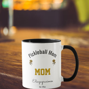 Personalized Simple Modern Pickleball Mom Gift  Mug
