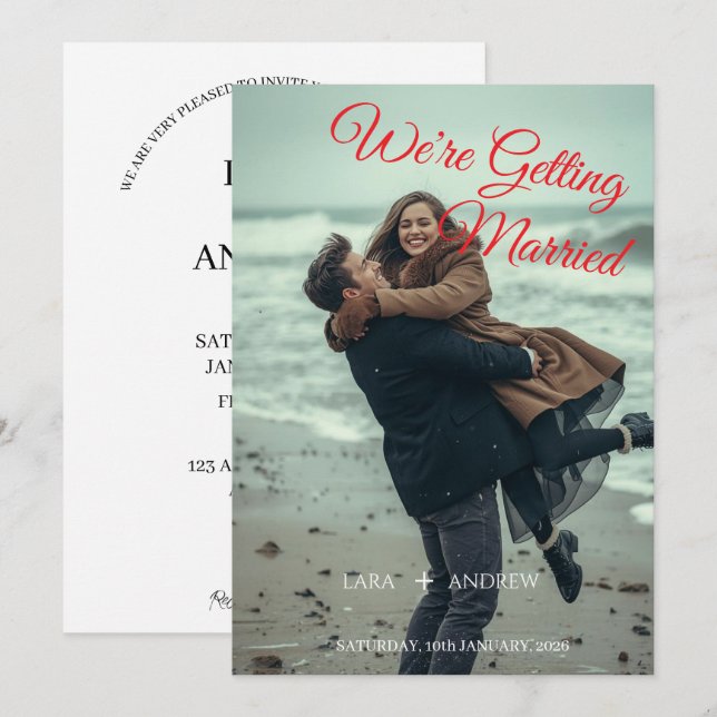 Personalized Simple Modern Wedding save the date  Invitation (Front/Back)