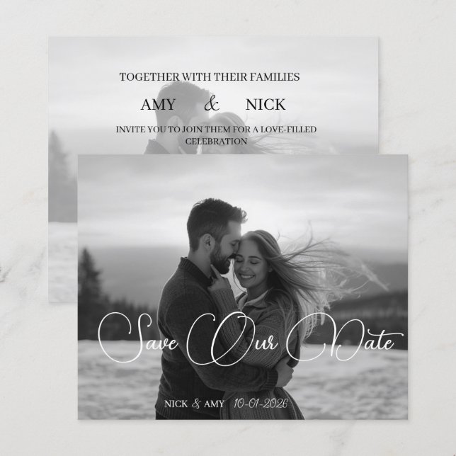 Personalized Simple Modern Winter Wedding Card (Front/Back)