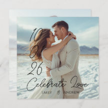 Personalized Simple Modern winter Wedding card