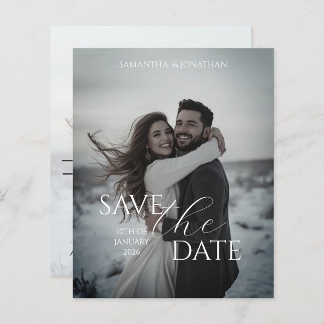 Personalized Simple Modern Winter Wedding Card (Front/Back)