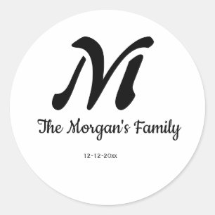 personalized simple monogram add your name wedding classic round sticker