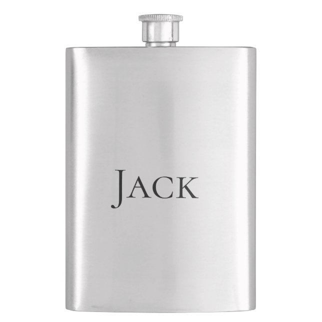 personalized simple monogram add your name wedding hip flask (Front)