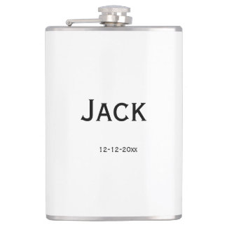 personalized simple monogram add your name wedding hip flask