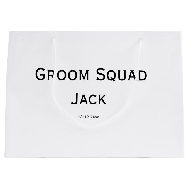 personalized simple monogram add your name wedding large gift bag (Front)