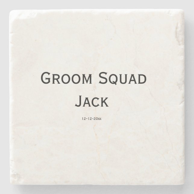 personalized simple monogram add your name wedding stone coaster (Front)