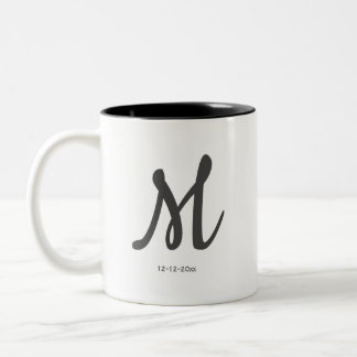 personalized simple monogram add your name wedding Two-Tone coffee mug