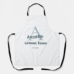 personalized simple monogram groom team groomsmen  apron